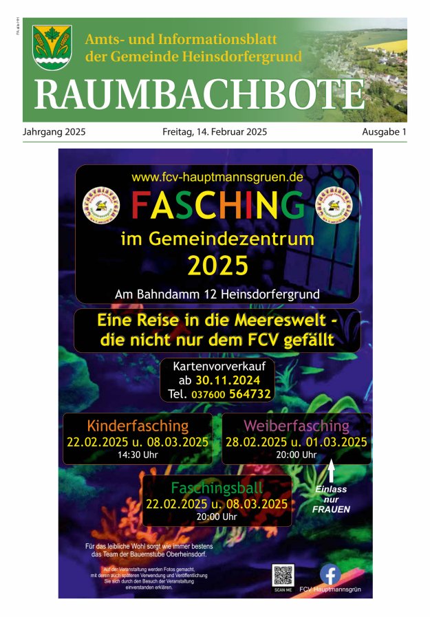 Raumbachbote – Amt- und Informationsblatt der Gemeinde Heinsdorfergrund Titelblatt 01/2025