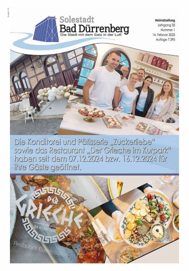 Stadt Bad Dürrenberg Heimatzeitung mit den Ortschaften Titelblatt 01/2025