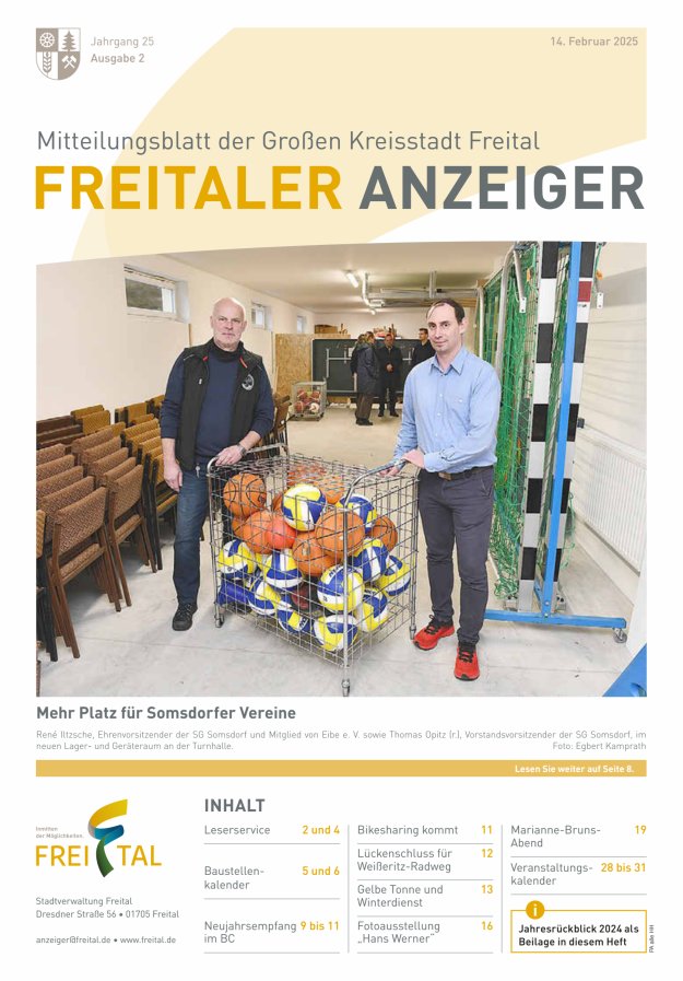 Freitaler Anzeiger - Amtsblatt der Großen Kreisstadt Freital Titelblatt 02/2025