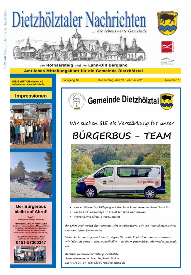 Dietzhölztaler Nachrichten Titelblatt 07/2025