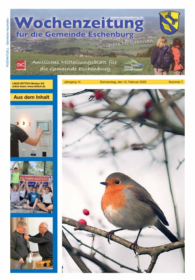 Wochenzeitung für die Gemeinde Eschenburg Titelblatt 07/2025