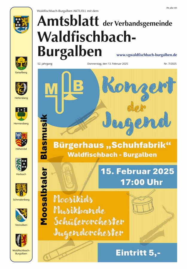 Amtsblatt der Verbandsgemeinde Waldfischbach-Burgalben Titelblatt 07/2025