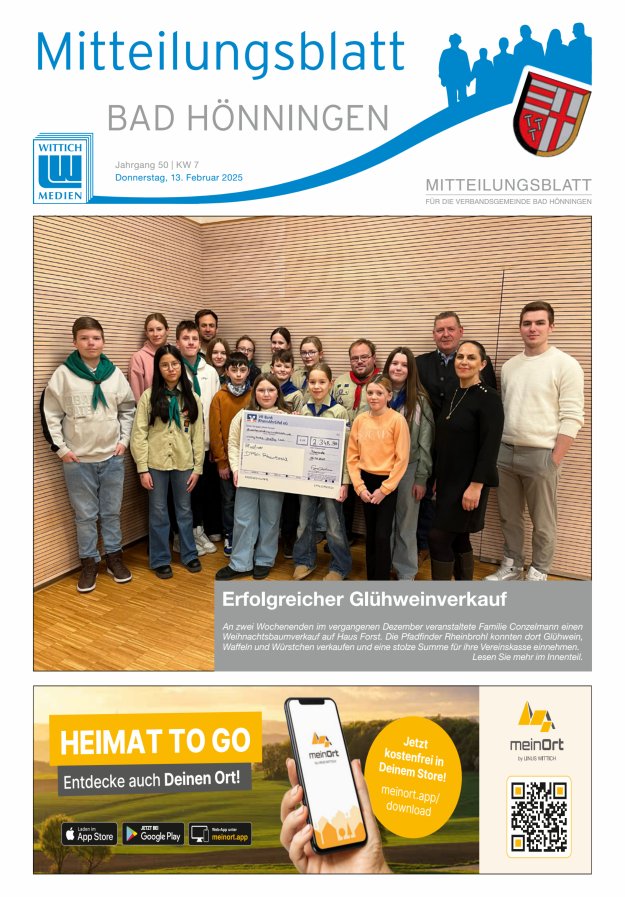 Mitteilungsblatt für den Bereich der Verbandsgemeinde Bad Hönningen Titelblatt 07/2025