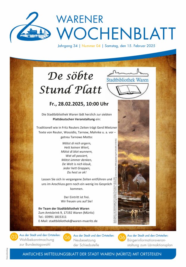 Warener Wochenblatt Titelblatt 04/2025