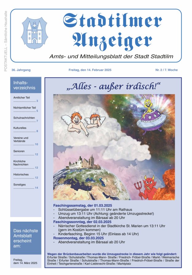 Stadtilmer Anzeiger Titelblatt 02/2025