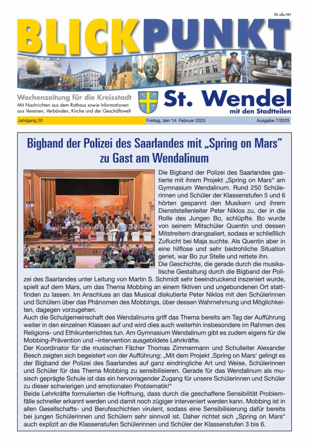 Blickpunkt St Wendel Titelblatt 07/2025