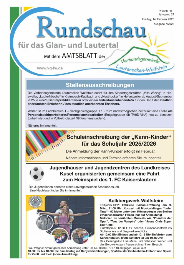 Rundschau für das Glan- und Lautertal Titelblatt 07/2025