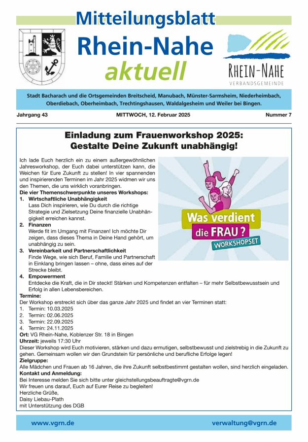 Rhein-Nahe aktuell Titelblatt 07/2025
