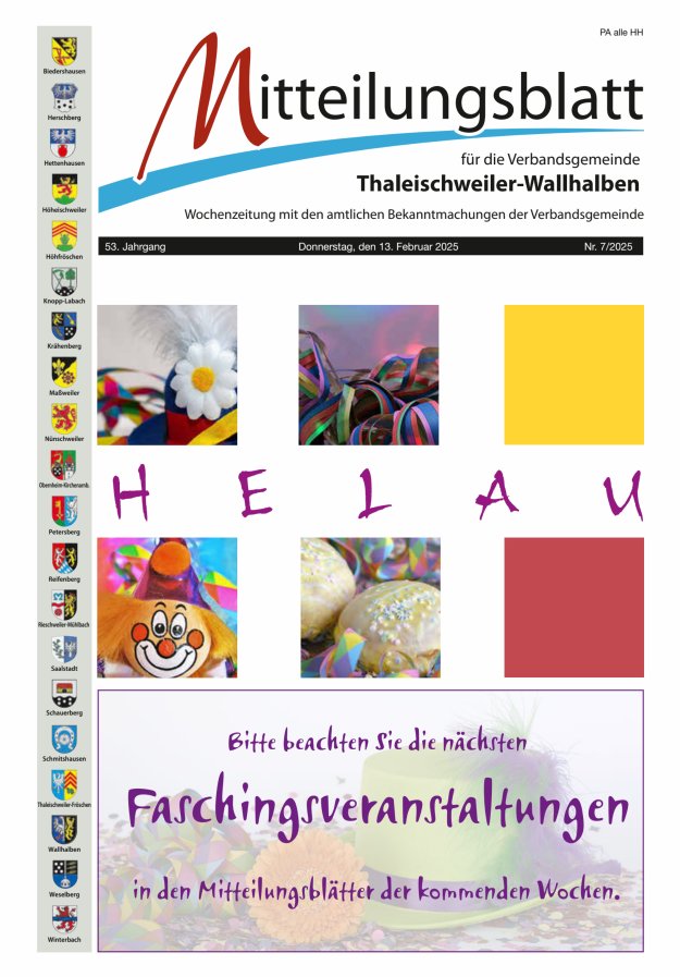Mitteilungsblatt VG Thaleischweiler-Wallhalben Titelblatt 07/2025