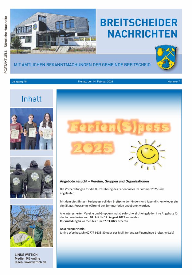 Breitscheider Nachrichten Titelblatt 07/2025