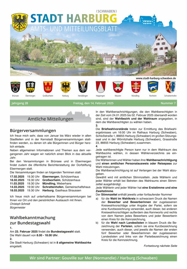 Amts- und Mitteilungsblatt der Stadt Harburg Titelblatt 07/2025
