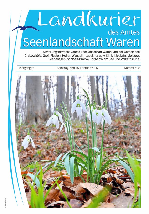 Landkurier des Amtes Seenlandschaft Waren Titelblatt 02/2025