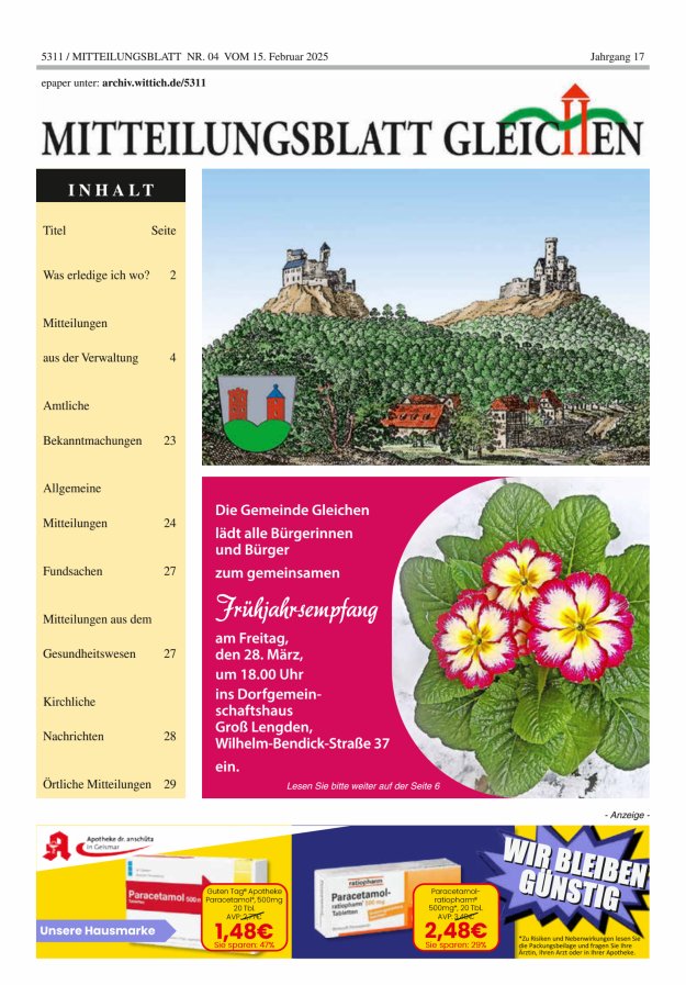 Mitteilungsblatt Gleichen Titelblatt 04/2025