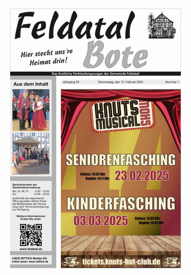 Das Amtliche Verkündungsorgan der Gemeinde Feldatal Titelblatt 07/2025