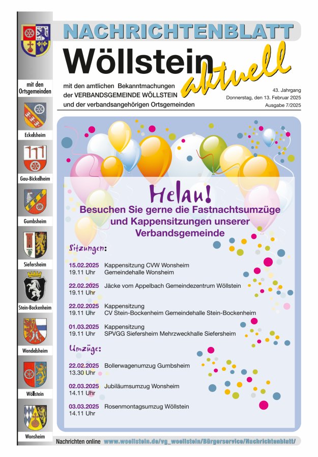 Nachrichtenblatt Wöllstein aktuell Titelblatt 07/2025