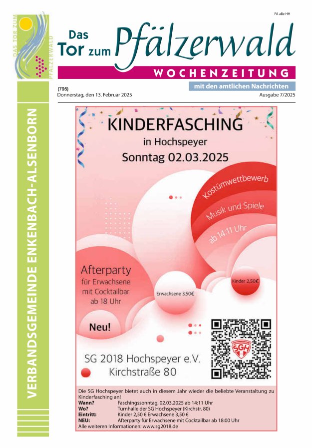 Das Tor zum Pfälzer Wald - VG Enkenbach-Alsenborn Titelblatt 07/2025
