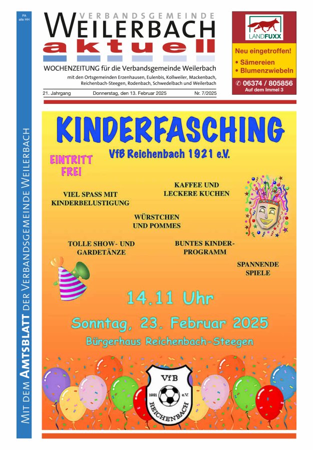 Verbandsgemeinde Weilerbach aktuell Titelblatt 07/2025