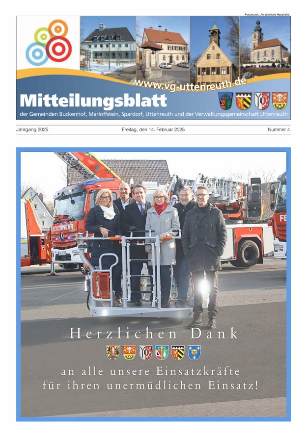 Mitteilungsblatt der Verwaltungsgemeinschaft Uttenreuth Titelblatt 04/2025