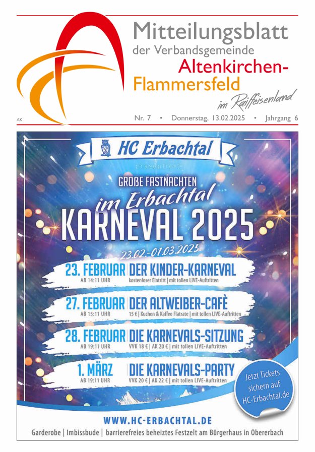 Mitteilungsblatt Verbandsgemeinde Altenkirchen-Flammersfeld Titelblatt 07/2025