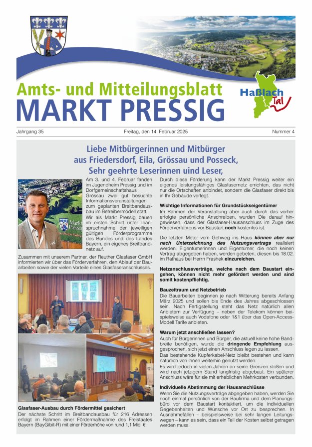 Amtsblatt für den Markt Pressig mit den Gemeindeteilen Titelblatt 04/2025