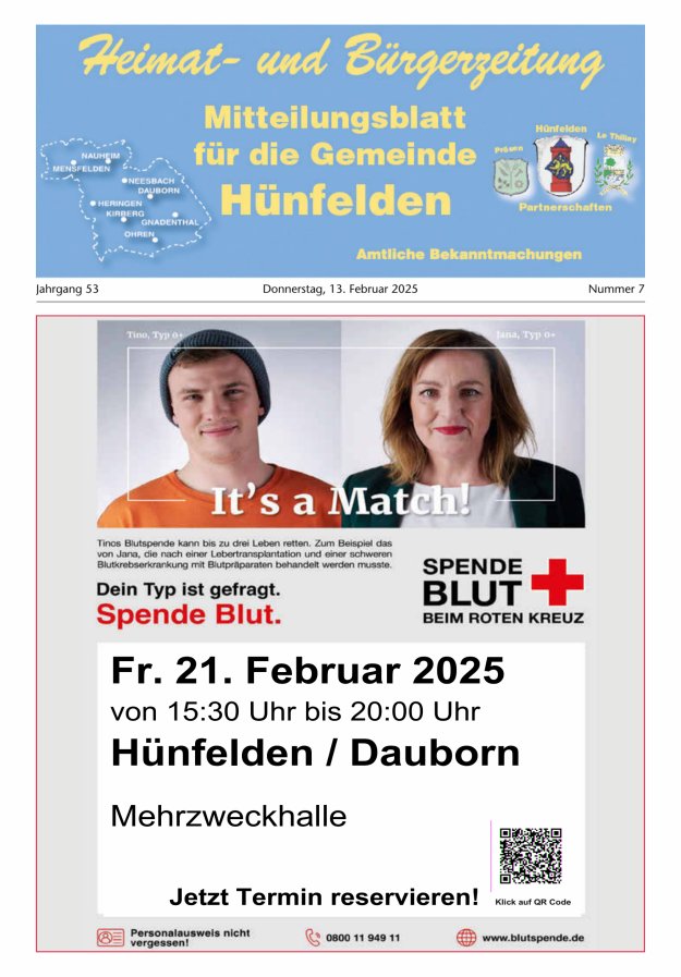 Mitteilungsblatt für die Gemeinde Hünfelden Titelblatt 07/2025
