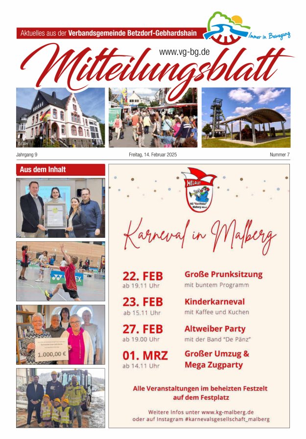Aktuelles aus der VG Betzdorf-Gebhardshain Ausgabe Gebhardshain Titelblatt 07/2025