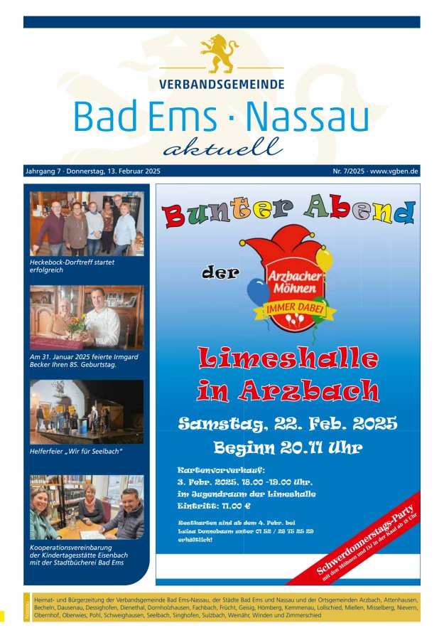 Bad Ems-Nassau aktuell Ausgabe Nassau Titelblatt 07/2025
