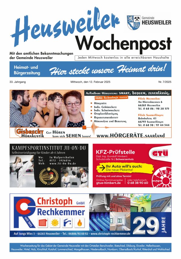 Heusweiler Wochenpost Titelblatt 07/2025