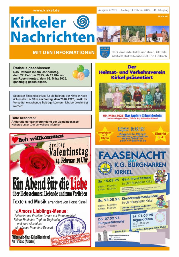 Kirkeler Nachrichten Titelblatt 07/2025