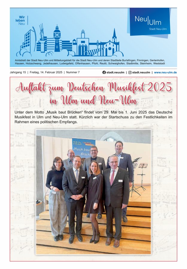 Amtsblatt der Stadt Neu-Ulm und Mitteilungsblatt für die Stadt Neu-Ulm Titelblatt 07/2025
