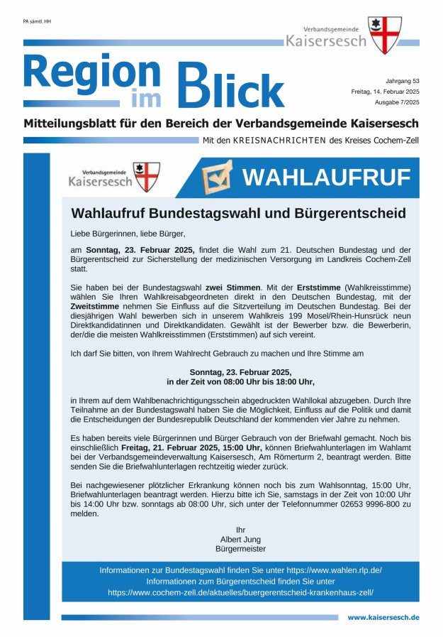 Region im Blick VG Kaisersesch Titelblatt 07/2025
