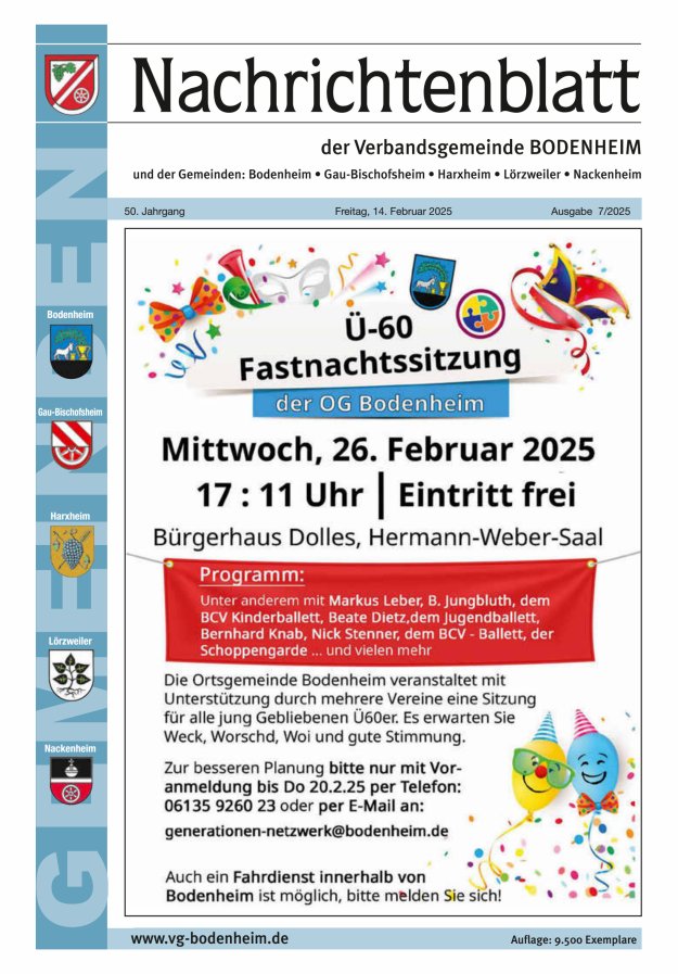 Nachrichtenblatt der VG Bodenheim              Titelblatt 07/2025