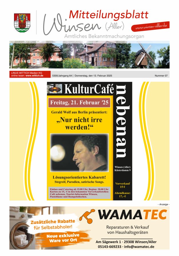 Mitteilungsblatt der Gemeinde Winsen Titelblatt 07/2025