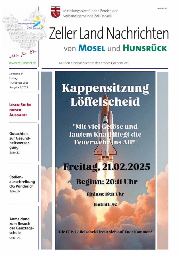 Zeller Land Nachrichten Titelblatt 07/2025