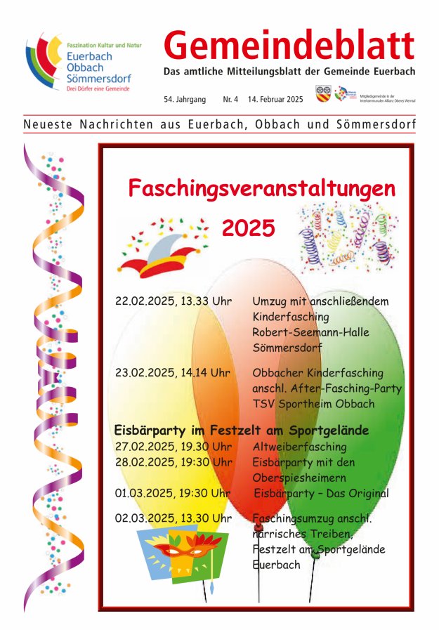 Gemeindeblatt der Gemeinde Euerbach Titelblatt 04/2025
