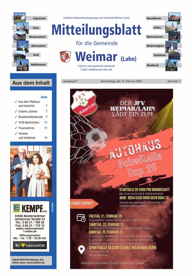 Mitteilungsblatt für die Gemeinde Weimar Titelblatt 07/2025
