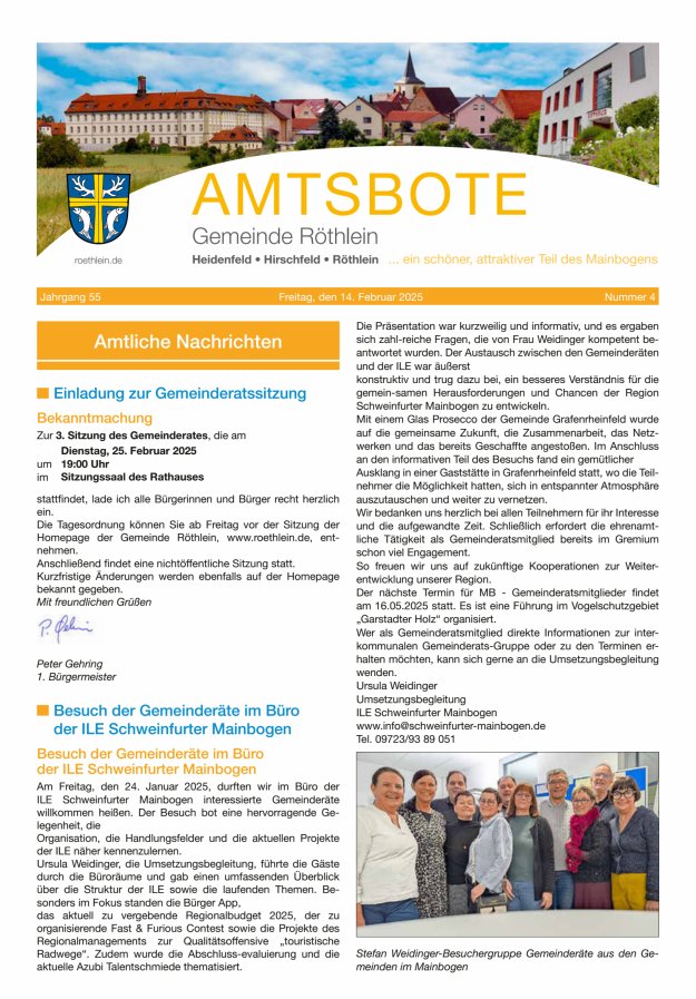 Amtsbote der Großgemeinde Röthlein Titelblatt 04/2025