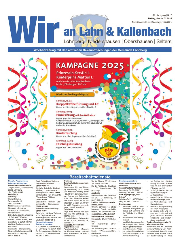 Amtliches Mitteilungsblatt der Gemeinde Löhnberg Titelblatt 07/2025