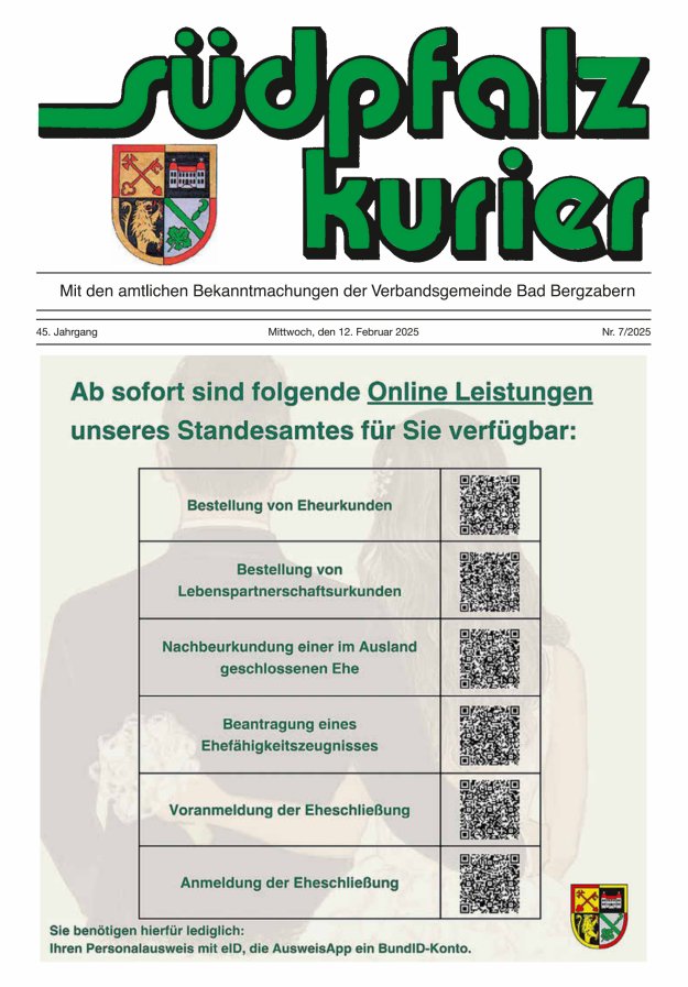 Südpfalz Kurier - VG Bad Bergzabern Titelblatt 07/2025