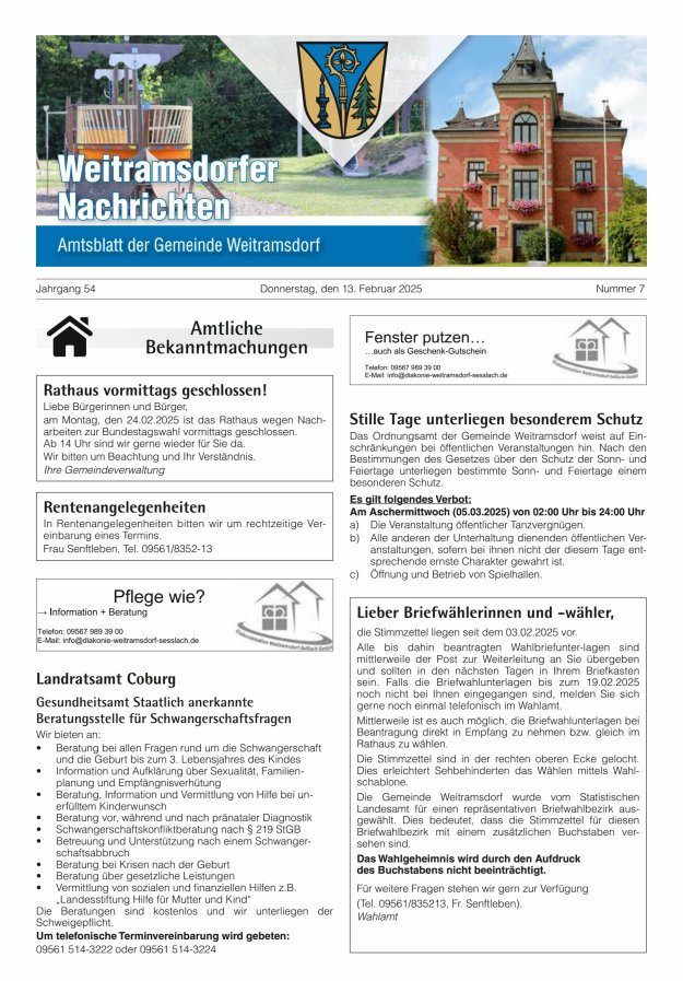 Weitramsdorfer Nachrichten Titelblatt 07/2025