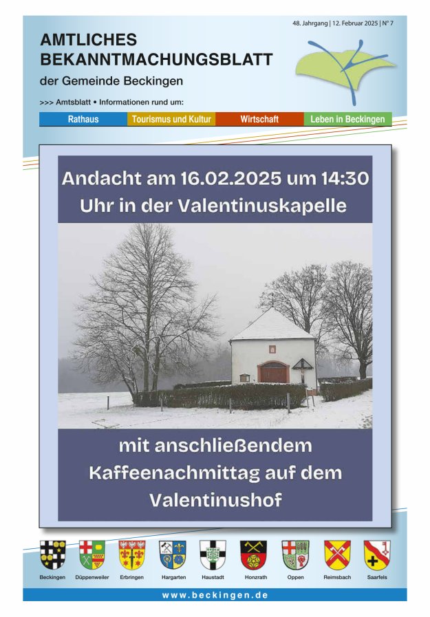 Amtsblatt Beckingen Titelblatt 07/2025