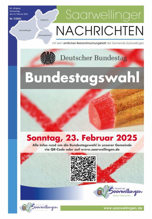 Saarwellinger Nachrichten Titelblatt 07/2025