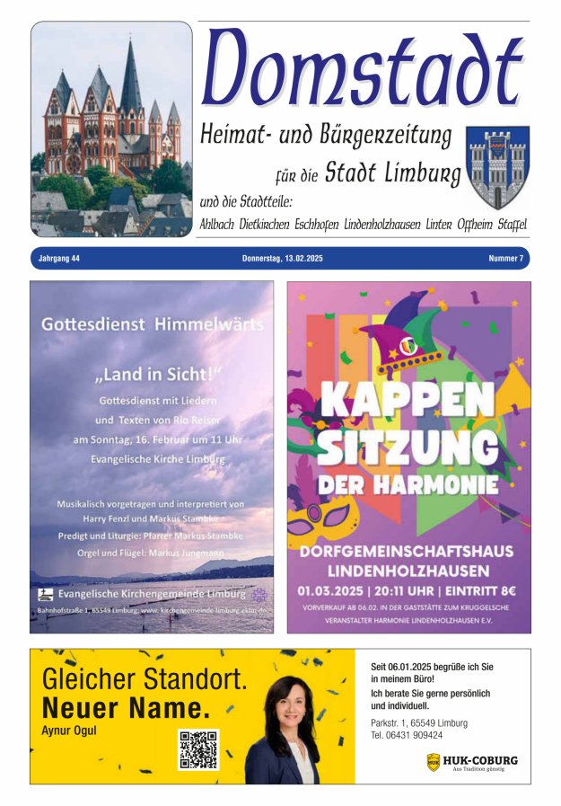 Domstadt - Heimat- und Bürgerzeitung für die Stadt Limburg Titelblatt 07/2025