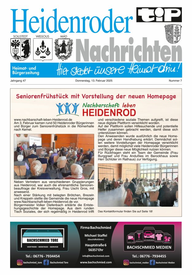 "tip" Heidenroder Nachrichten Titelblatt 07/2025