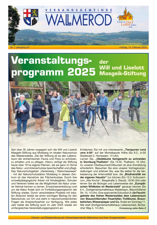 Wir über uns - Verbandsgemeinde Wallmerod Titelblatt 07/2025
