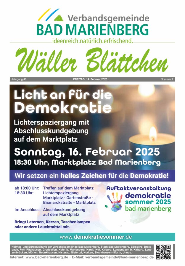 Wäller Blättchen - Verbandsgemeinde Bad Marienberg Titelblatt 07/2025