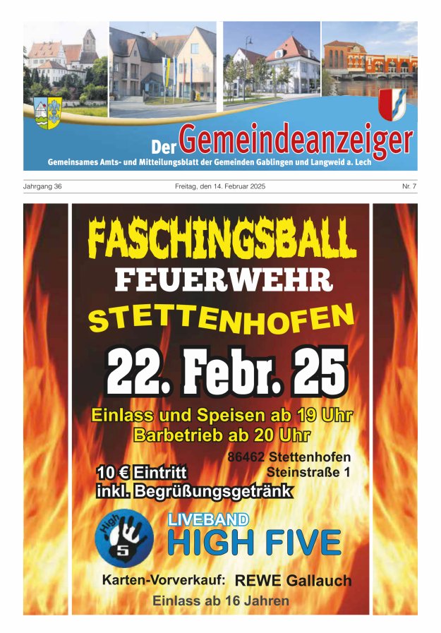 Der Gemeindeanzeiger - Gablingen Langweid Titelblatt 07/2025