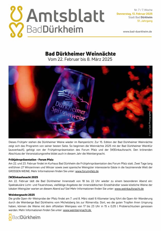 Bad Dürkheimer Woche Titelblatt 07/2025