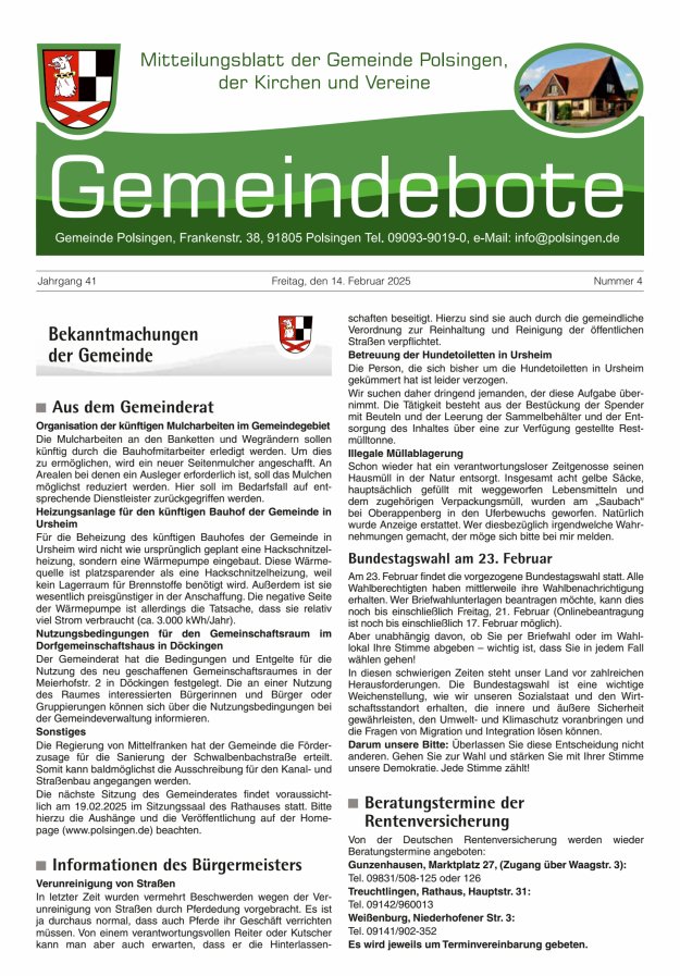Polsingen - Der Gemeindebote Titelblatt 04/2025