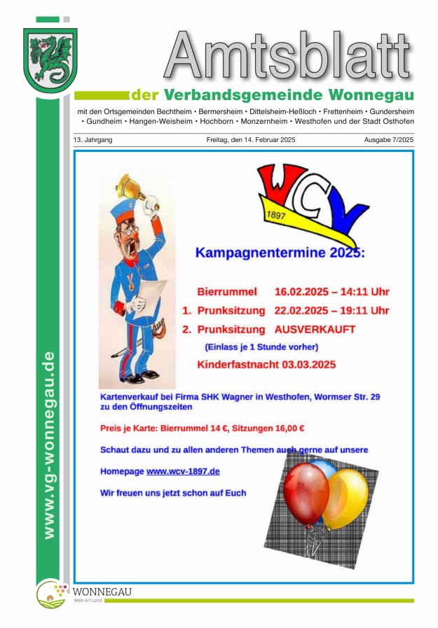 Amtsblatt VG Wonnegau Titelblatt 07/2025